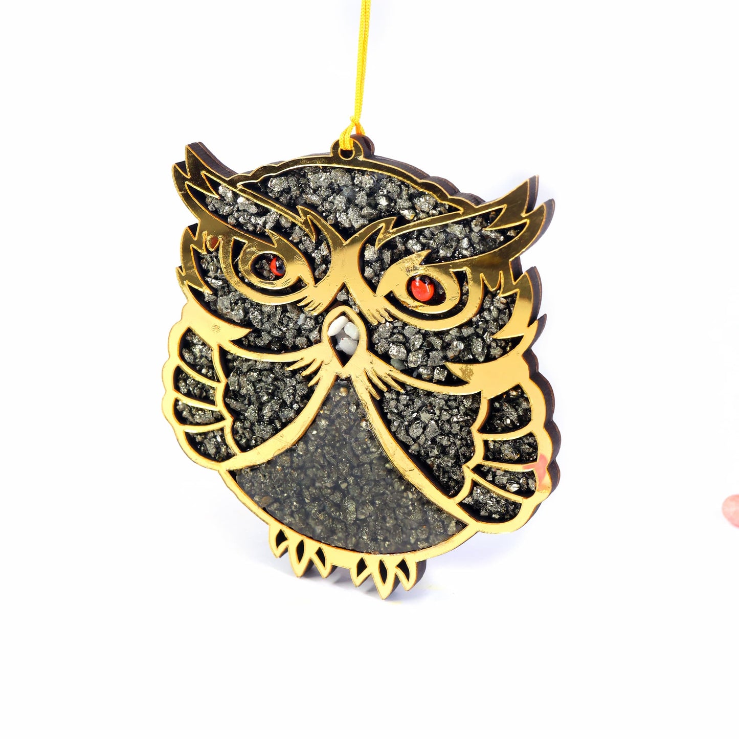 OWL WALL HANGING WITH PYRITE STONES