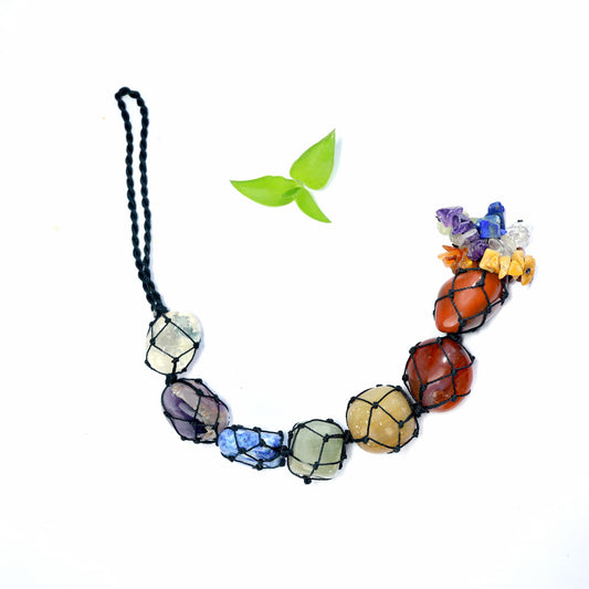 SEVEN CHAKRA TUMBLE STONE HANGING FOR CAR AND WALL HANGING